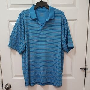 PGA Tour Blue Polo Shirt Classic Stripes Size XXL